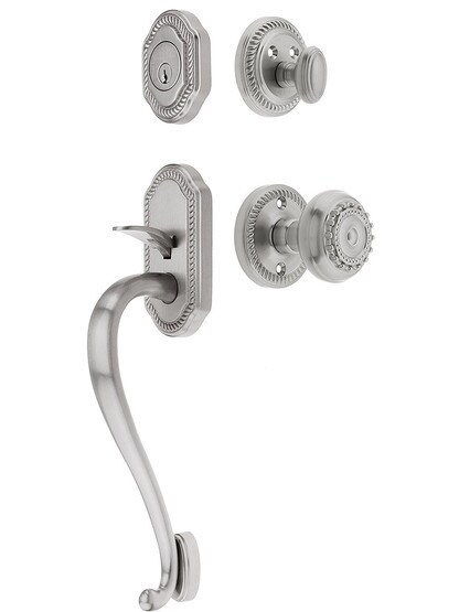 Newport Entry Lock Set in Satin Nickel Finish with Parthenon Knob and